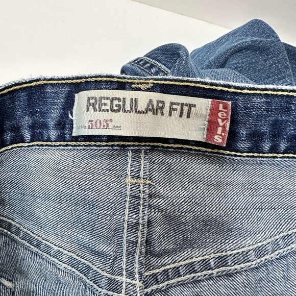 Levi’s 505 36x32 Regular Fit Red Tab Blue Jeans Mens Cotton - Picture 4 of 7